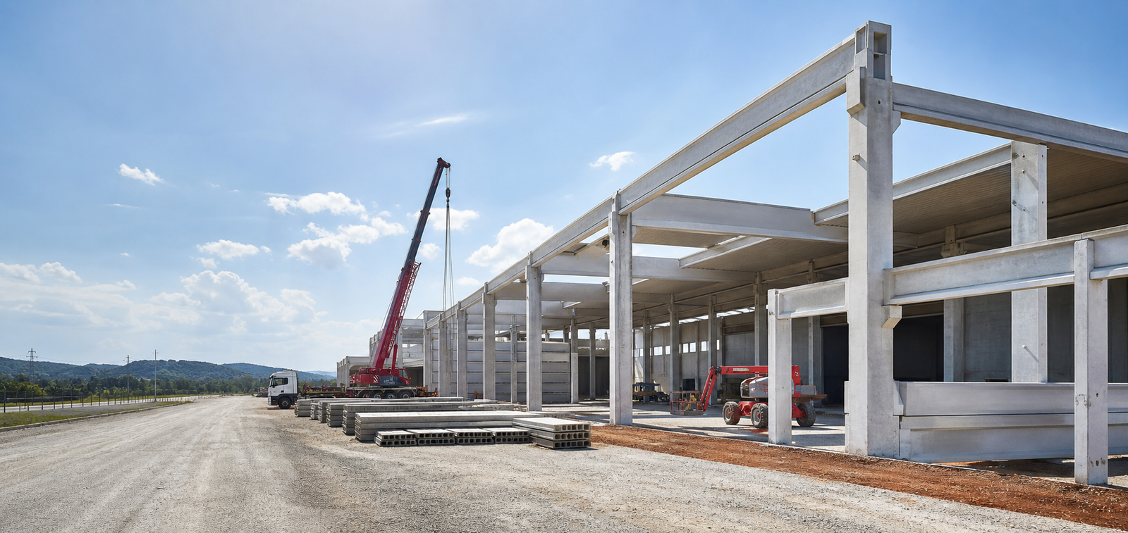 Galpão empresarial em estrutura de concreto pré-fabricada da Decker em Jaraguá do Sul
